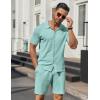imageCOOFANDY Mens 2 Piece Outfits Sets Casual Short Sleeve Button Down Knit Shirt and Shorts Sets Summer Beach OutfitsLight Green