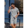 imageCOOFANDY Mens 2 Piece Outfits Sets Casual Short Sleeve Button Down Knit Shirt and Shorts Sets Summer Beach OutfitsLight Grey