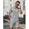 imageCOOFANDY Mens 2 Piece Outfits Sets Casual Short Sleeve Button Down Knit Shirt and Shorts Sets Summer Beach OutfitsLight Grey