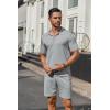 imageCOOFANDY Mens 2 Piece Outfits Sets Casual Short Sleeve Button Down Knit Shirt and Shorts Sets Summer Beach OutfitsLight Grey