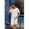 imageCOOFANDY Mens 2 Piece Outfits Sets Casual Short Sleeve Button Down Knit Shirt and Shorts Sets Summer Beach OutfitsLight Khaki
