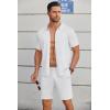 imageCOOFANDY Mens 2 Piece Outfits Sets Casual Short Sleeve Button Down Knit Shirt and Shorts Sets Summer Beach OutfitsLight Khaki
