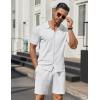 imageCOOFANDY Mens 2 Piece Outfits Sets Casual Short Sleeve Button Down Knit Shirt and Shorts Sets Summer Beach OutfitsLight Khaki