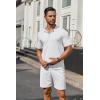imageCOOFANDY Mens 2 Piece Outfits Sets Casual Short Sleeve Button Down Knit Shirt and Shorts Sets Summer Beach OutfitsLight Khaki