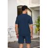 imageCOOFANDY Mens 2 Piece Outfits Sets Casual Short Sleeve Button Down Knit Shirt and Shorts Sets Summer Beach OutfitsNavy Blue