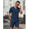 imageCOOFANDY Mens 2 Piece Outfits Sets Casual Short Sleeve Button Down Knit Shirt and Shorts Sets Summer Beach OutfitsNavy Blue