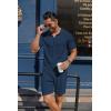 imageCOOFANDY Mens 2 Piece Outfits Sets Casual Short Sleeve Button Down Knit Shirt and Shorts Sets Summer Beach OutfitsNavy Blue