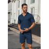 imageCOOFANDY Mens 2 Piece Outfits Sets Casual Short Sleeve Button Down Knit Shirt and Shorts Sets Summer Beach OutfitsNavy Blue