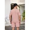 imageCOOFANDY Mens 2 Piece Outfits Sets Casual Short Sleeve Button Down Knit Shirt and Shorts Sets Summer Beach OutfitsPink