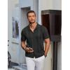 imageCOOFANDY Mens Knit Shirt Short Sleeve Button Down Vintage Polo Shirts Casual Summer Beach ShirtsBlack