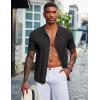 imageCOOFANDY Mens Knit Shirt Short Sleeve Button Down Vintage Polo Shirts Casual Summer Beach ShirtsBlack