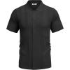 imageCOOFANDY Mens Knit Shirt Short Sleeve Button Down Vintage Polo Shirts Casual Summer Beach ShirtsBlack