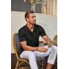 imageCOOFANDY Mens Knit Shirt Short Sleeve Button Down Vintage Polo Shirts Casual Summer Beach ShirtsBlack