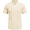 imageCOOFANDY Mens Knit Shirt Short Sleeve Button Down Vintage Polo Shirts Casual Summer Beach ShirtsCream