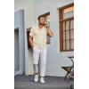 imageCOOFANDY Mens Knit Shirt Short Sleeve Button Down Vintage Polo Shirts Casual Summer Beach ShirtsCream