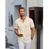 imageCOOFANDY Mens Knit Shirt Short Sleeve Button Down Vintage Polo Shirts Casual Summer Beach ShirtsCream