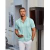imageCOOFANDY Mens Knit Shirt Short Sleeve Button Down Vintage Polo Shirts Casual Summer Beach ShirtsIce Green