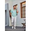 imageCOOFANDY Mens Knit Shirt Short Sleeve Button Down Vintage Polo Shirts Casual Summer Beach ShirtsIce Green