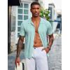 imageCOOFANDY Mens Knit Shirt Short Sleeve Button Down Vintage Polo Shirts Casual Summer Beach ShirtsIce Green