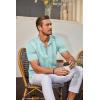 imageCOOFANDY Mens Knit Shirt Short Sleeve Button Down Vintage Polo Shirts Casual Summer Beach ShirtsIce Green