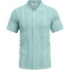 imageCOOFANDY Mens Knit Shirt Short Sleeve Button Down Vintage Polo Shirts Casual Summer Beach ShirtsIce Green