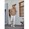 imageCOOFANDY Mens Knit Shirt Short Sleeve Button Down Vintage Polo Shirts Casual Summer Beach ShirtsKhaki