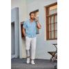imageCOOFANDY Mens Knit Shirt Short Sleeve Button Down Vintage Polo Shirts Casual Summer Beach ShirtsLight Blue