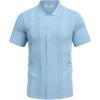 imageCOOFANDY Mens Knit Shirt Short Sleeve Button Down Vintage Polo Shirts Casual Summer Beach ShirtsLight Blue