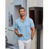 imageCOOFANDY Mens Knit Shirt Short Sleeve Button Down Vintage Polo Shirts Casual Summer Beach ShirtsLight Blue