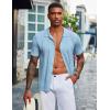imageCOOFANDY Mens Knit Shirt Short Sleeve Button Down Vintage Polo Shirts Casual Summer Beach ShirtsLight Blue