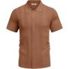 imageCOOFANDY Mens Knit Shirt Short Sleeve Button Down Vintage Polo Shirts Casual Summer Beach ShirtsLight Brown