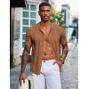 imageCOOFANDY Mens Knit Shirt Short Sleeve Button Down Vintage Polo Shirts Casual Summer Beach ShirtsLight Brown
