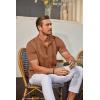 imageCOOFANDY Mens Knit Shirt Short Sleeve Button Down Vintage Polo Shirts Casual Summer Beach ShirtsLight Brown