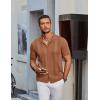 imageCOOFANDY Mens Knit Shirt Short Sleeve Button Down Vintage Polo Shirts Casual Summer Beach ShirtsLight Brown