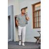 imageCOOFANDY Mens Knit Shirt Short Sleeve Button Down Vintage Polo Shirts Casual Summer Beach ShirtsLight Grey