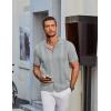imageCOOFANDY Mens Knit Shirt Short Sleeve Button Down Vintage Polo Shirts Casual Summer Beach ShirtsLight Grey