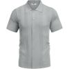 imageCOOFANDY Mens Knit Shirt Short Sleeve Button Down Vintage Polo Shirts Casual Summer Beach ShirtsLight Grey