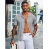 imageCOOFANDY Mens Knit Shirt Short Sleeve Button Down Vintage Polo Shirts Casual Summer Beach ShirtsLight Grey
