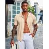 imageCOOFANDY Mens Knit Shirt Short Sleeve Button Down Vintage Polo Shirts Casual Summer Beach ShirtsLight Khaki