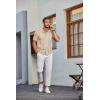 imageCOOFANDY Mens Knit Shirt Short Sleeve Button Down Vintage Polo Shirts Casual Summer Beach ShirtsLight Khaki