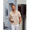 imageCOOFANDY Mens Knit Shirt Short Sleeve Button Down Vintage Polo Shirts Casual Summer Beach ShirtsLight Khaki