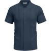 imageCOOFANDY Mens Knit Shirt Short Sleeve Button Down Vintage Polo Shirts Casual Summer Beach ShirtsNavy Blue