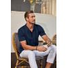 imageCOOFANDY Mens Knit Shirt Short Sleeve Button Down Vintage Polo Shirts Casual Summer Beach ShirtsNavy Blue