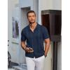 imageCOOFANDY Mens Knit Shirt Short Sleeve Button Down Vintage Polo Shirts Casual Summer Beach ShirtsNavy Blue
