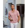 imageCOOFANDY Mens Knit Shirt Short Sleeve Button Down Vintage Polo Shirts Casual Summer Beach ShirtsPink