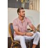 imageCOOFANDY Mens Knit Shirt Short Sleeve Button Down Vintage Polo Shirts Casual Summer Beach ShirtsPink