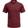 imageCOOFANDY Mens Knit Shirt Short Sleeve Button Down Vintage Polo Shirts Casual Summer Beach ShirtsWine Red