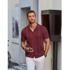 imageCOOFANDY Mens Knit Shirt Short Sleeve Button Down Vintage Polo Shirts Casual Summer Beach ShirtsWine Red