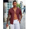 imageCOOFANDY Mens Knit Shirt Short Sleeve Button Down Vintage Polo Shirts Casual Summer Beach ShirtsWine Red
