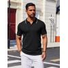 imageCOOFANDY Mens Polo Shirts Short Sleeve Casual Knit Polo Shirt Vintage Golf T Shirts Old Money TopsBlack